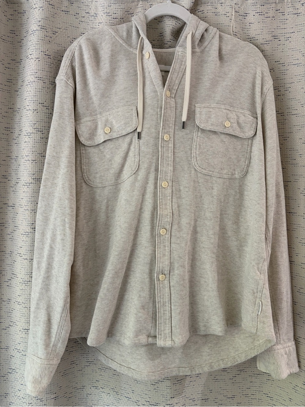 American Eagle Cream Waffle-Knit Hooded Top - Picture 2 of 5